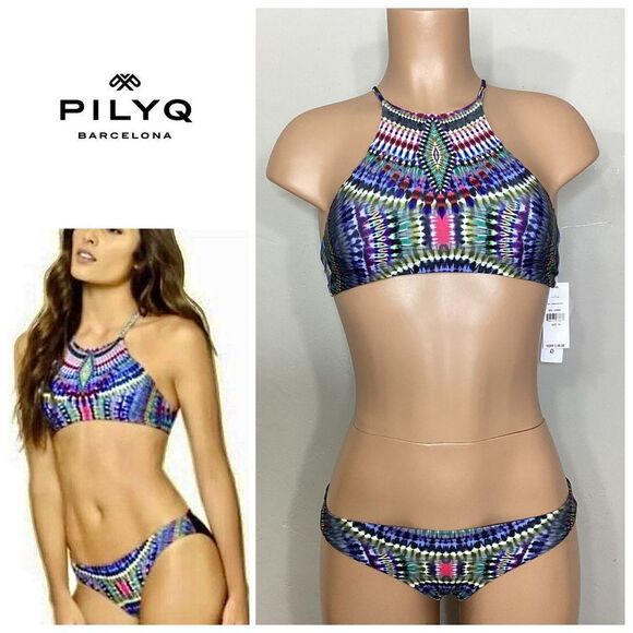 New. Pilyq multicolored bikini set. M-top/S-bottom - Picture 10 of 13